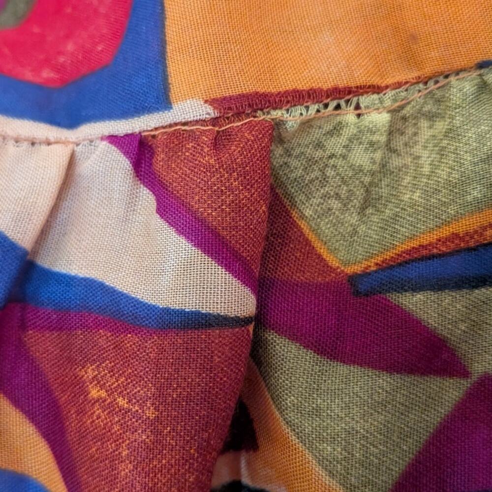 Truth NYC 70's Retro High Waisted Pants With Geometric Pattern With Tie - Picture 9 of 10